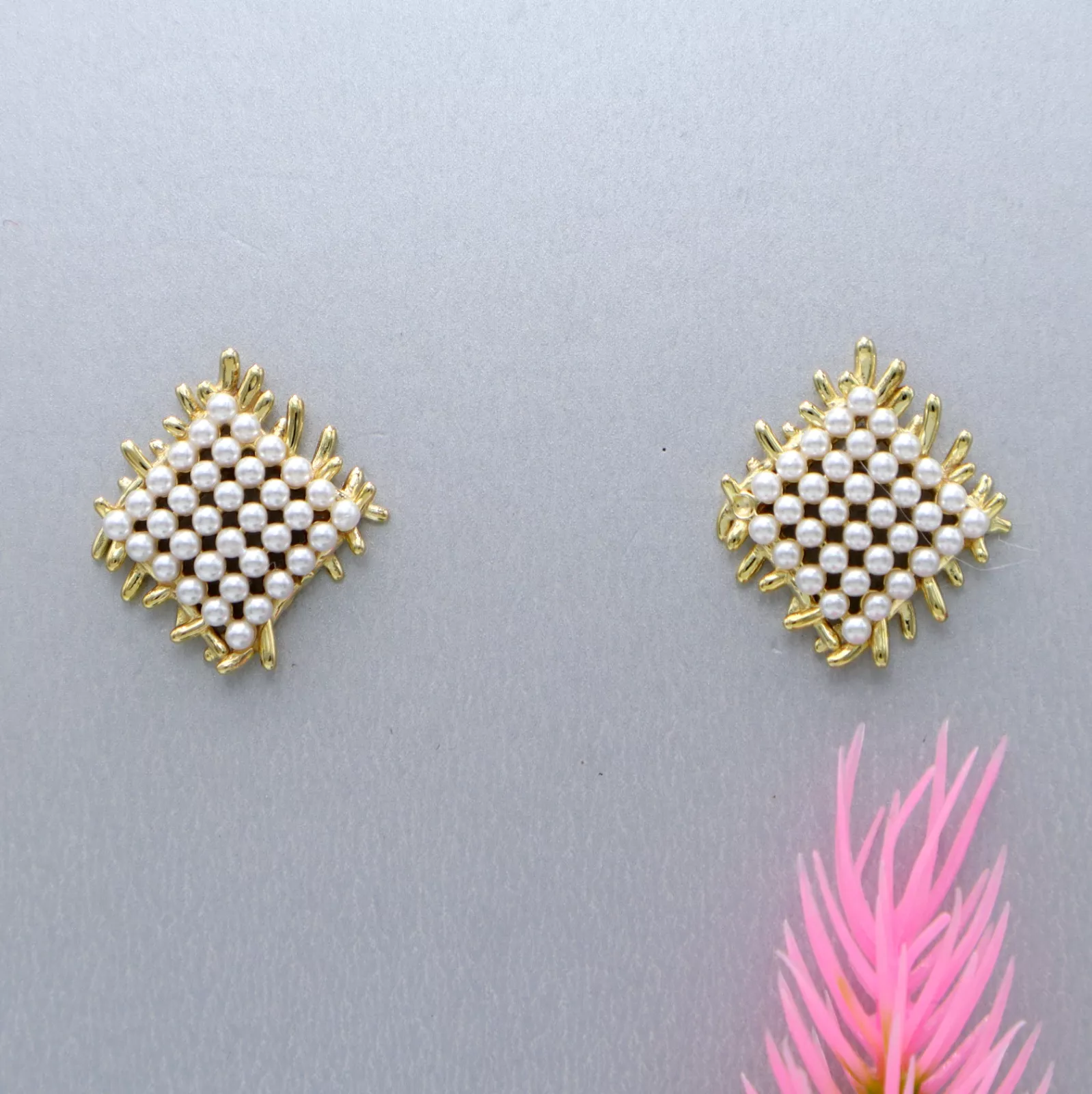 🤍 Pearl Cluster Statement Stud Earrings by Art O Fab